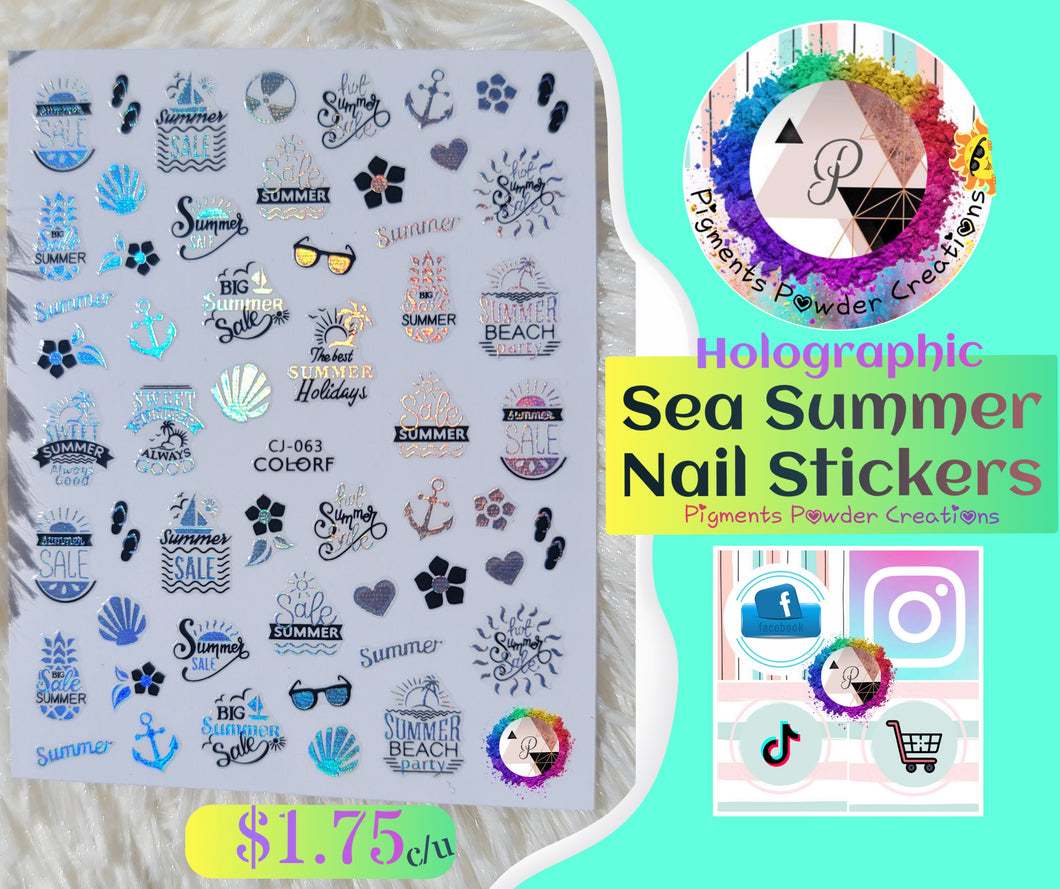 Holographic Sea Summer Stickers