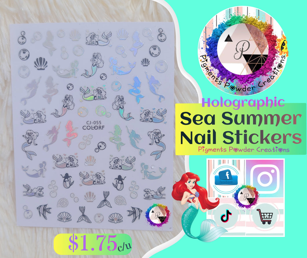 Holographic Sea Summer Stickers